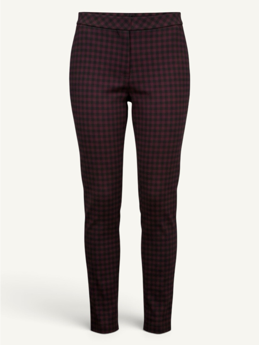 J.Jill Ponte Slim Leg Plaid Pants Bordeaux Black Small NWT